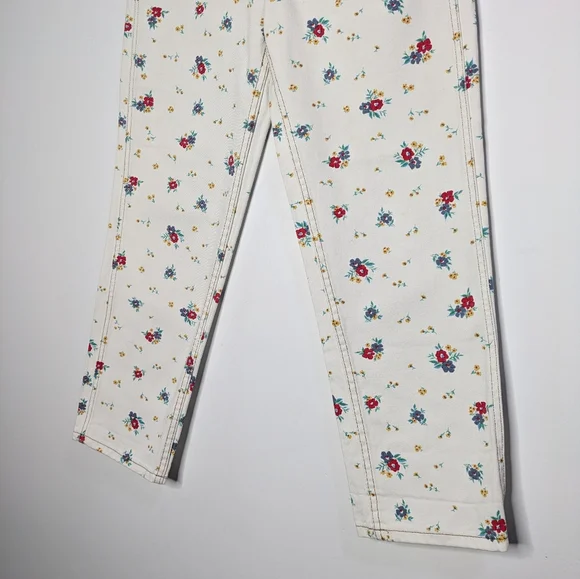 Billabong X Wrangler White Red Yellow Floral Denim Jean 25 - Picture 2 of 12
